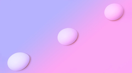 eggs laid out in a row diagonally on an isolated background Easter holiday concept