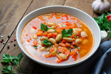 Vegetable Soup with Beans, Tasty Homemade Vegetarian Food