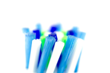 Closeup of a bristle of an electric toothbrush.