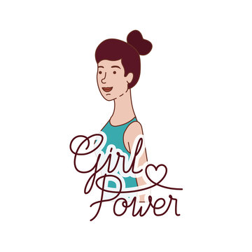 woman with label girl power avatar character