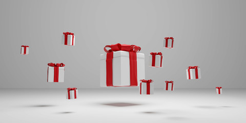 presents background light grey white red 3d-illustration