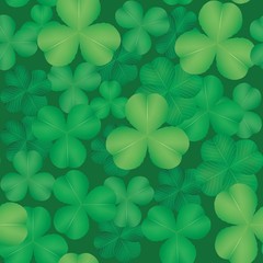 Seamless pattern with green leaves of clover. Vector illustration.