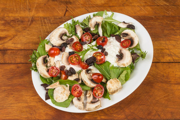 Large Cottage Cheese Salad with Tomatoes; Raisins and Mushrooms