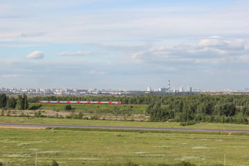 Railway on the outskirts of the big city