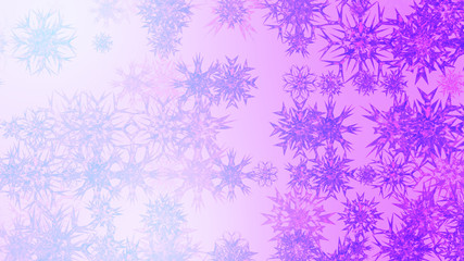 Abstract background with a variety of colorful snowflakes. Big and small.
