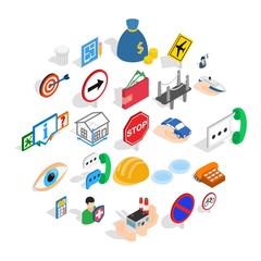 Assist icons set. Isometric set of 25 assist vector icons for web isolated on white background