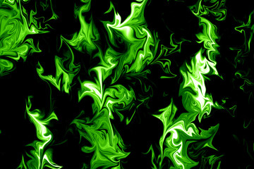 eSport background. Liquid Abstract Pattern With UFO Green And Black Graphics Color Art Form. Digital Background With Liquid Poisonous Abstract UFO Green Flow.
