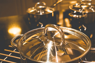 Stainless Pots On Stove