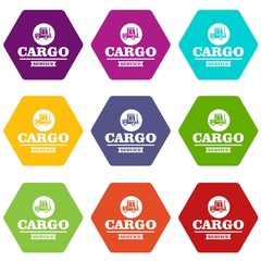 Cargo service icons 9 set coloful isolated on white for web