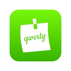 Paper sheet with text qwerty icon digital green for any design isolated on white vector illustration