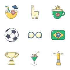 Brazilian weekend icons set. Flat set of 9 brazilian weekend vector icons for web isolated on white background