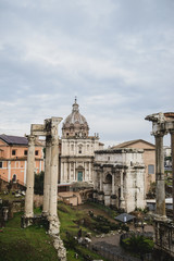 Ruins of the Roman Forum at Palatino hill in Roma, Italy