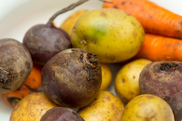 potatoes, beets and carrots for making salad