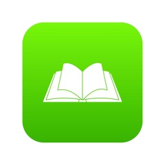 Opened book with pages fluttering icon digital green for any design isolated on white vector illustration