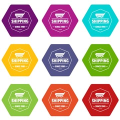 Obraz premium Shipping service icons 9 set coloful isolated on white for web