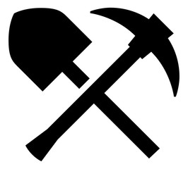 Miner Pickaxe Shovel Vector Icon.eps © Marc