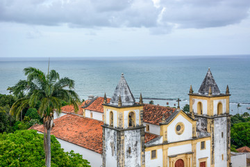 The architecture of the historic city of Olinda in Pernambuco, Brazil showcasing the Se Church...