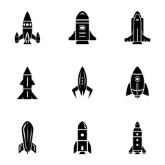 Rocket launch icons set. Simple set of 9 rocket launch vector icons for web isolated on white background