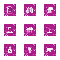 Use of nature icons set. Grunge set of 9 use of nature vector icons for web isolated on white background