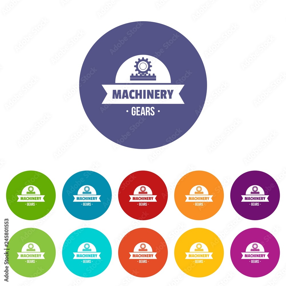Poster technical machinery icons color set vector for any web design on white background