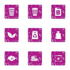 Hazardous precipitation icons set. Grunge set of 9 hazardous precipitation vector icons for web isolated on white background