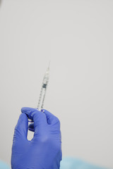 girl do plastic operation in medical clinic; doctor does lip augmentation surgery; injecting...