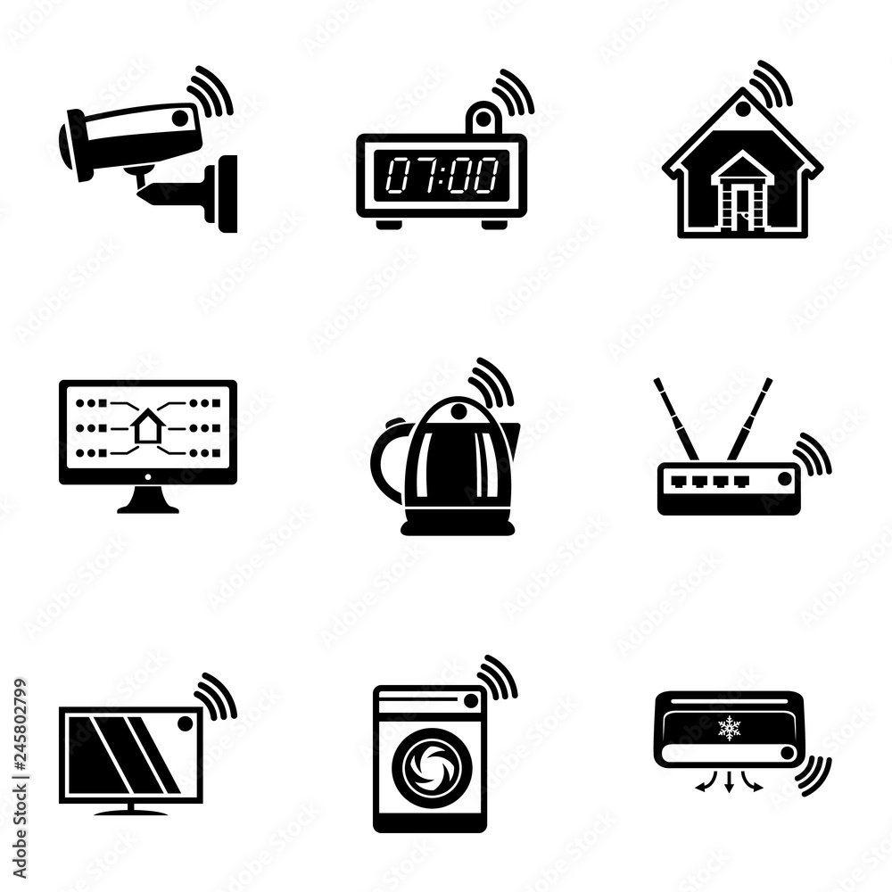 Poster control icons set. simple set of 9 control vector icons for web isolated on white background