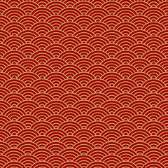 Red chinese seamless pattern, oriental background. Vector illustration