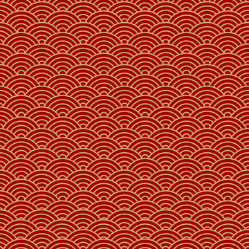 Red chinese seamless pattern, oriental background. Vector illustration