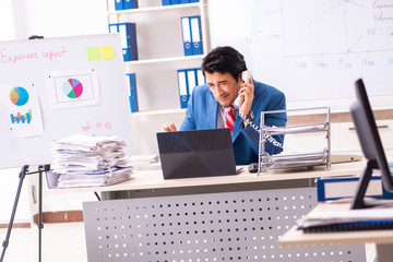 Male sales analyst in front of the whiteboard 