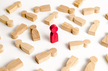 The red man stands among the many lying figures of people. The concept of selectivity and...