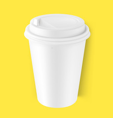 Realistic blank paper cup mockup. Coffee to go, take out mug. Vector illustration. EPS10.