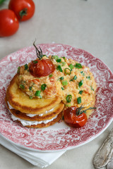 Colombian scrambled eggs huevos pericos with tomato and onion