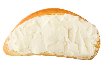 bread with butter, isolated on white background, clipping path, full depth of field