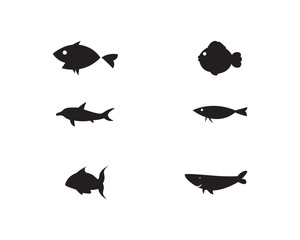 Fish logo template Creative vector symbol of fishing club or online