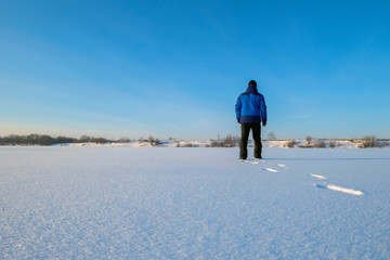 Man walking on snow