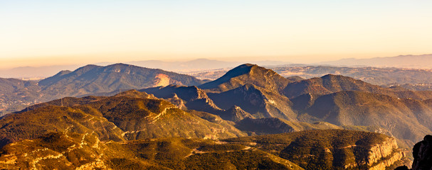 Panorama of the mountains in Spain near Montserrat. - obrazy, fototapety, plakaty