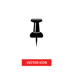 Push pin vector icon, illustration, wektor