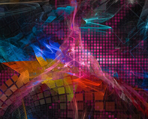  abstract digital fractal, fantasy design, party