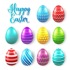 Easter eggs colored set. Spring holidays in April. Gift. Seasonal celebration.Egg hunt Sunday.