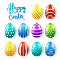 Easter eggs colored set. Spring holidays in April. Gift. Seasonal celebration.Egg hunt Sunday.