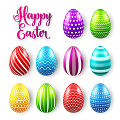 Easter eggs colored set. Spring holidays in April. Gift. Seasonal celebration.Egg hunt Sunday.