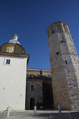 Obraz premium famous dodecagonal tower with bell tower in Amelia, Umbria, Italy