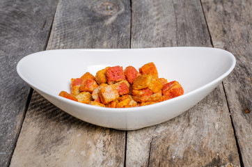Beautiful table setting with lavender flowers on wooden background