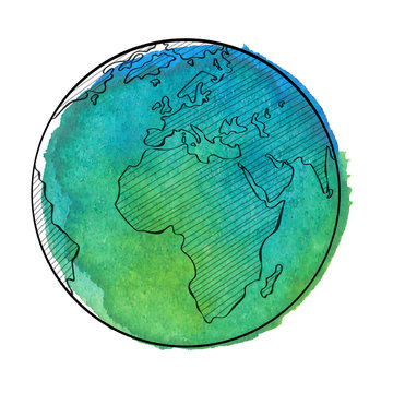Watercolor earth. Vector illustration.