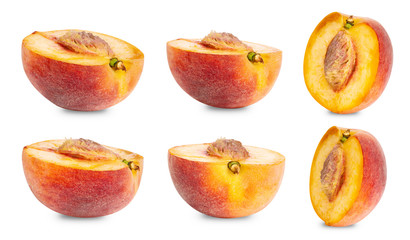 peach with stone isolated on white background