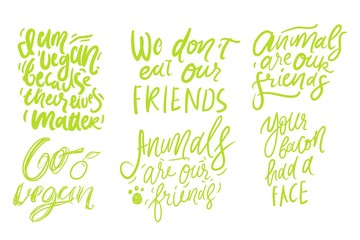 Vegan hand lettering quote for your design.