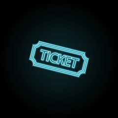 Ticket icon icon in neon style. Simple thin line, outline vector of cinema icons for UI and UX, website or mobile application