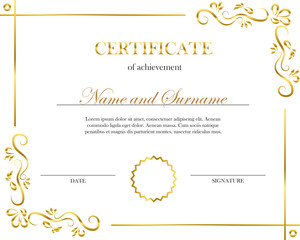 Creative certificate, diploma. Frame for diploma, certificate. Certificate template with elegant border frame, Diploma design for graduation or completion.