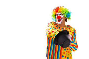 Male clown isolated on white 